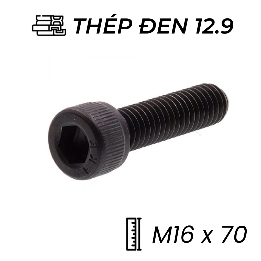 Lục Giác Chìm Đầu Trụ Thép Đen 12.9 DIN912 M16x70
