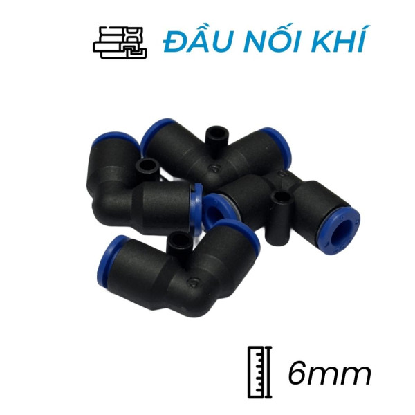 Đầu Nối Nhanh Khí Nén Cong Ø6mm CDC MPUL 06 (Màu Đen)