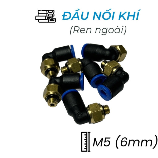 Đầu Nối Nhanh Khí Nén Cong Ø6mm - Ren Ngoài M5 CDC MPL 06M5 (Màu Đen)