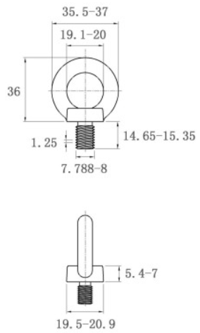 Bản vẽ kỹ thuật Bulong Vòng Thép Mạ Kẽm DIN580 M8x15