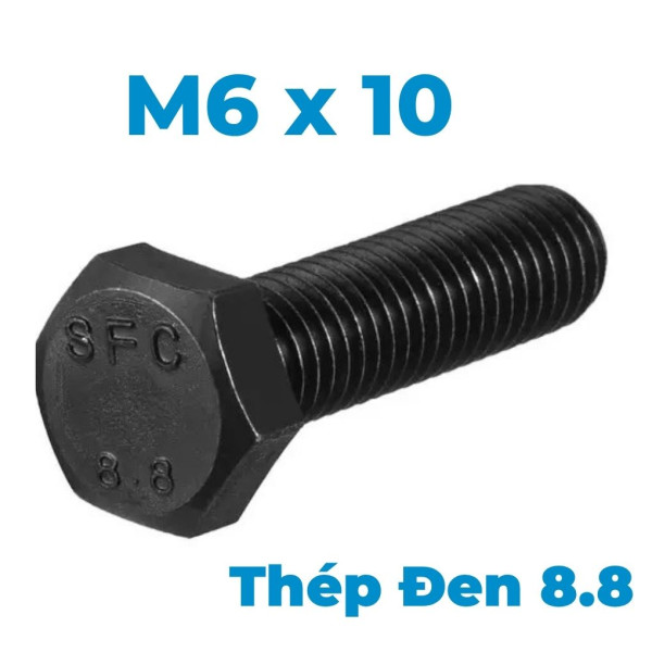 Bulong Thép Đen 8.8 DIN933 M6x10