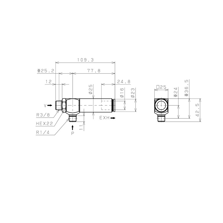 Bản vẽ kỹ thuật Bộ Tạo Chân Không Dòng VRL Pisco VRL300-030216