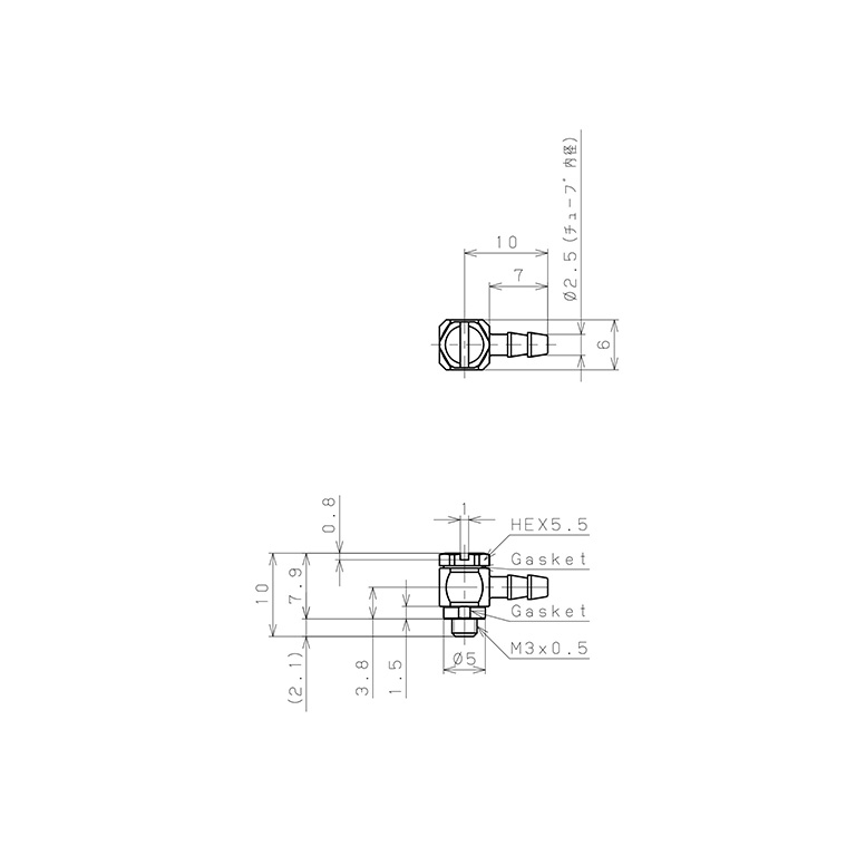 Bản vẽ kỹ thuật Đầu Ngạnh Nối Ống Dạng Cong 90° Thân Lục Giác Ren Ngoài Pisco SLH-0425-M3-C