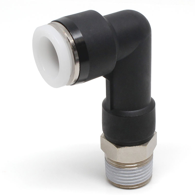 Đầu Nối Nhanh Khí Nén Dạng Cong 90° Ren Ngoài (Dài) Pisco PLL1/2-N3UW
