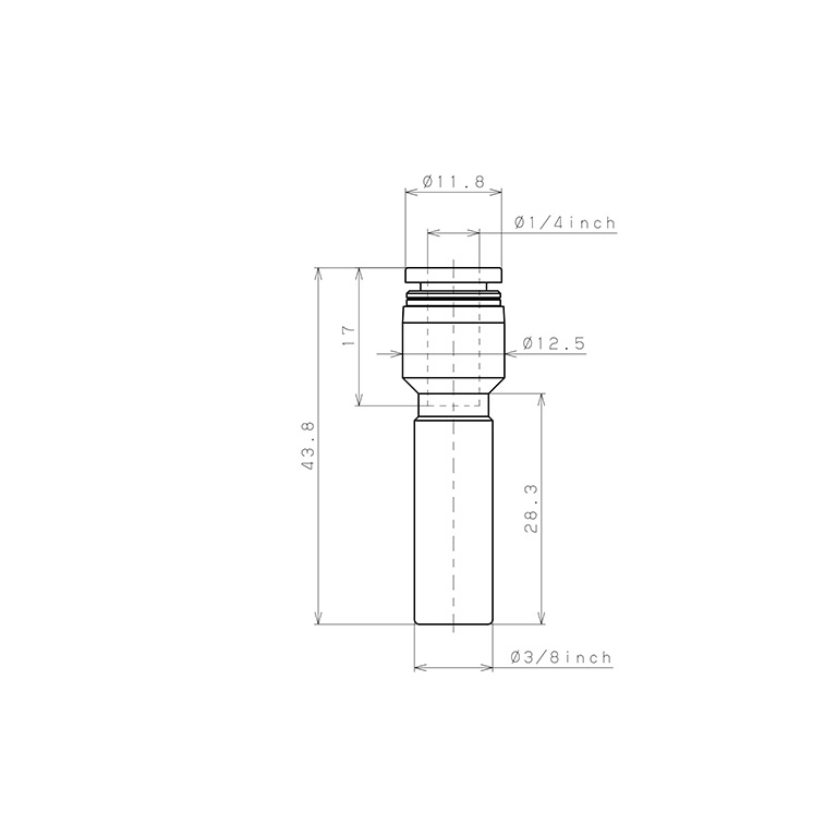Bản vẽ kỹ thuật Đầu Nối Nhanh Khí Nén Giữa Ống Khí Và Fitting Dạng Nối Giảm Pisco PGJ3/8-1/4-C