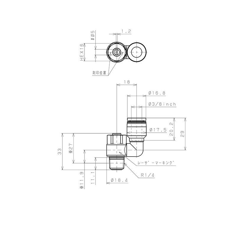Bản vẽ kỹ thuật Van Tiết Lưu Khí Nén Đầu Vít Dẹp Pisco JSDS3/8-02A-C