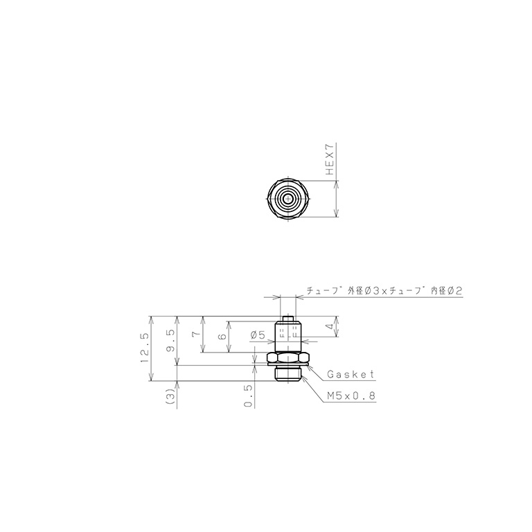 Bản vẽ kỹ thuật Đầu Ngạnh Nối Ống Có Đai Ốc Xiết Dạng Thẳng Thân Lục Giác Ren Ngoài Pisco LCN-0320-M5