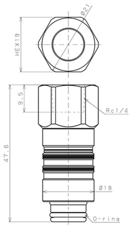Bản vẽ kỹ thuật Thân Đầu Ngạnh Nối Ống Dẫn Điều Khiển Nhiệt Độ Khuôn Đúc Dạng Thẳng, Có Van Tự Ngắt Pisco ASC10-02FP
