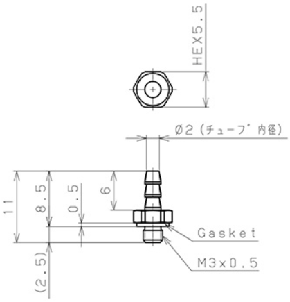 Bản vẽ kỹ thuật Đầu Nối Nhanh Khí Nén Mini ID 2mm Ren Ngoài M3 Pisco LC-0320-M3