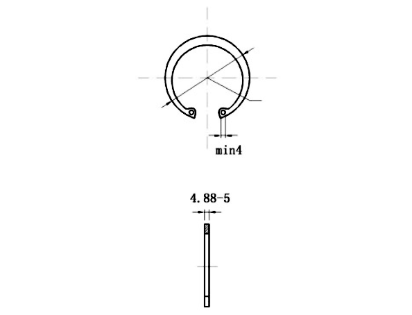 Bản vẽ kỹ thuật Phe Gài Lỗ Thép 65Mn DIN472 D205x5.0