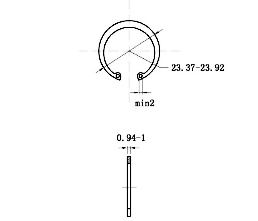 Bản vẽ kỹ thuật Phe Gài Lỗ Thép 65Mn DIN472 D22x1.0