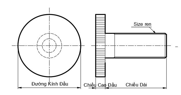 Bản vẽ kỹ thuật Bulong Vặn Tay Inox 303 ZNOSC4-16-7