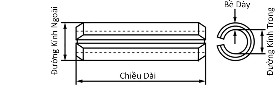 Bản vẽ kỹ thuật Chốt Ống Thép 65Mn Đen 1/8 x 1.1/4