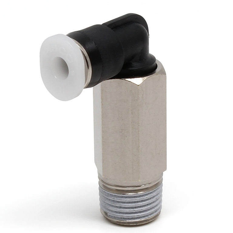 Đầu Nối Nhanh Khí Nén Dạng Cong 90° Ren Ngoài (Dài) Pisco PLL1/8-01M