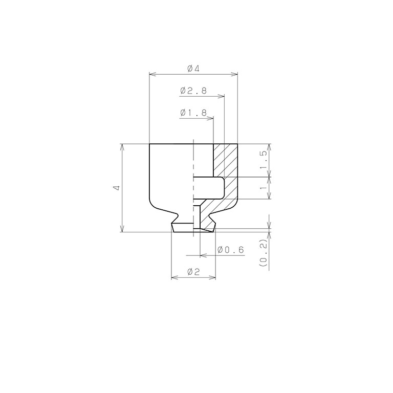 Bản vẽ kỹ thuật Đầu Nấm Hút Chân Không, Silicone Dẫn Điện, O.D 2 mm, Pisco VP2RMSE