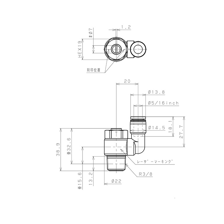 Bản vẽ kỹ thuật Van Tiết Lưu Khí Nén Đầu Vít Dẹp Pisco JSDS5/16-03B