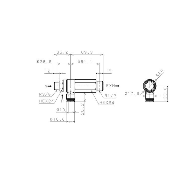 Bản vẽ kỹ thuật Bộ Tạo Chân Không Dòng VRL Pisco VRL300-031004