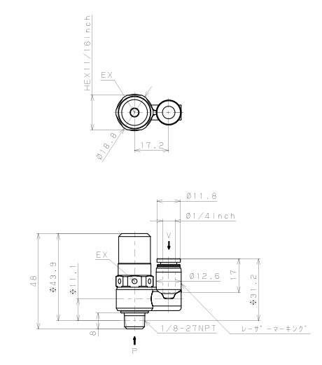 Bản vẽ kỹ thuật Bộ Tạo Chân Không Dòng VH - VS Pisco VSH07-1/4N1U