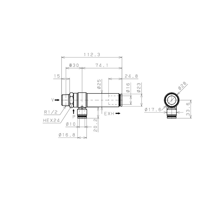 Bản vẽ kỹ thuật Bộ Tạo Chân Không Dòng VRL Pisco VRL200-041016