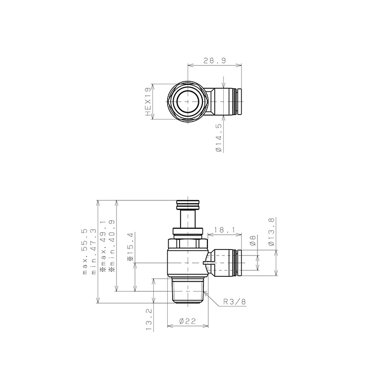 Bản vẽ kỹ thuật Van Tiết Lưu Khí Nén Chân Kim Pisco JNC8-03-C