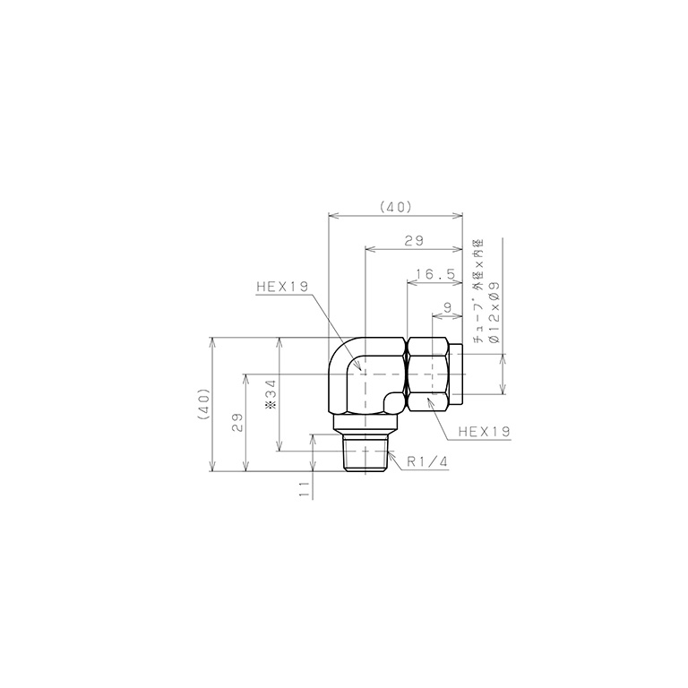 Bản vẽ kỹ thuật Đầu Ngạnh Nối Ống Có Đai Ốc Xiết Dạng Cong 90° Ren Ngoài Pisco NSL1290-02-TP