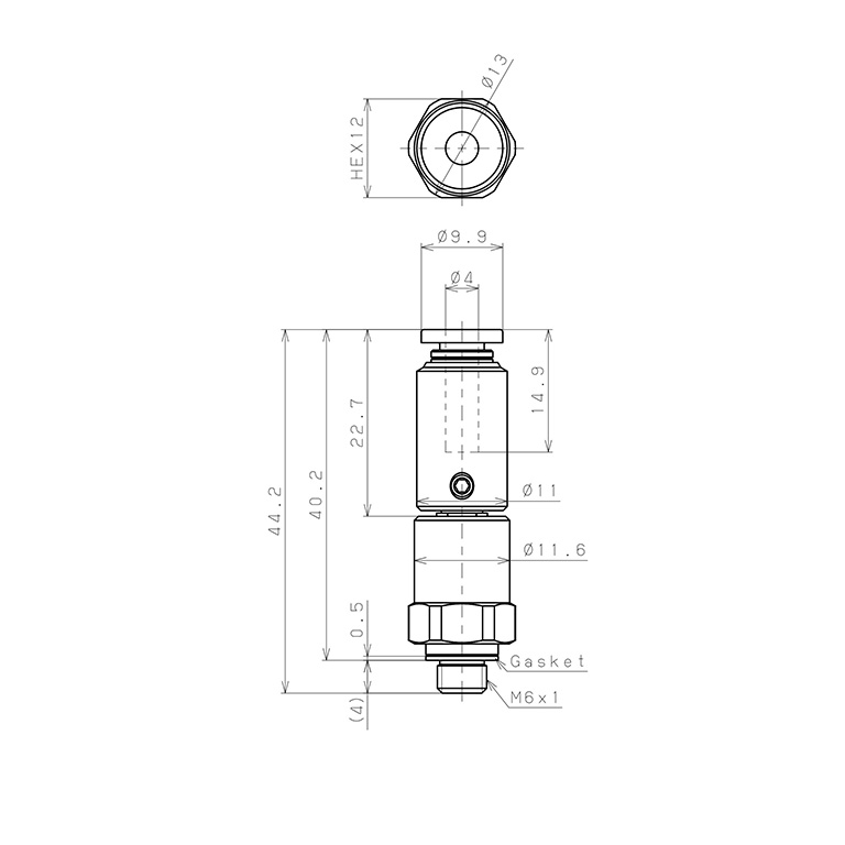 Bản vẽ kỹ thuật Đầu Nối Nhanh Khí Nén Dạng Thẳng Ren Ngoài Có Khớp Xoay Tốc Độ Cao Pisco RHC4-M6