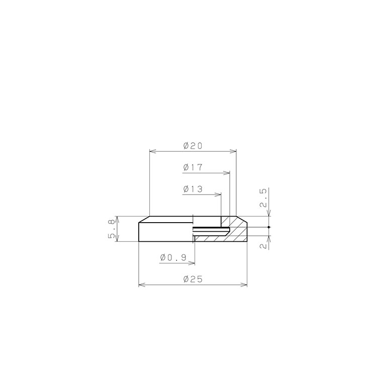 Bản vẽ kỹ thuật Đầu Nấm Hút Chân Không, Silicone,  O.D 25 mm, Pisco VP25FS