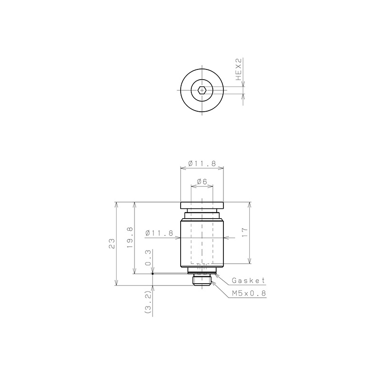 Bản vẽ kỹ thuật Đầu Nối Nhanh Khí Nén Dạng Thẳng Ren Ngoài Pisco SPOC6-M5