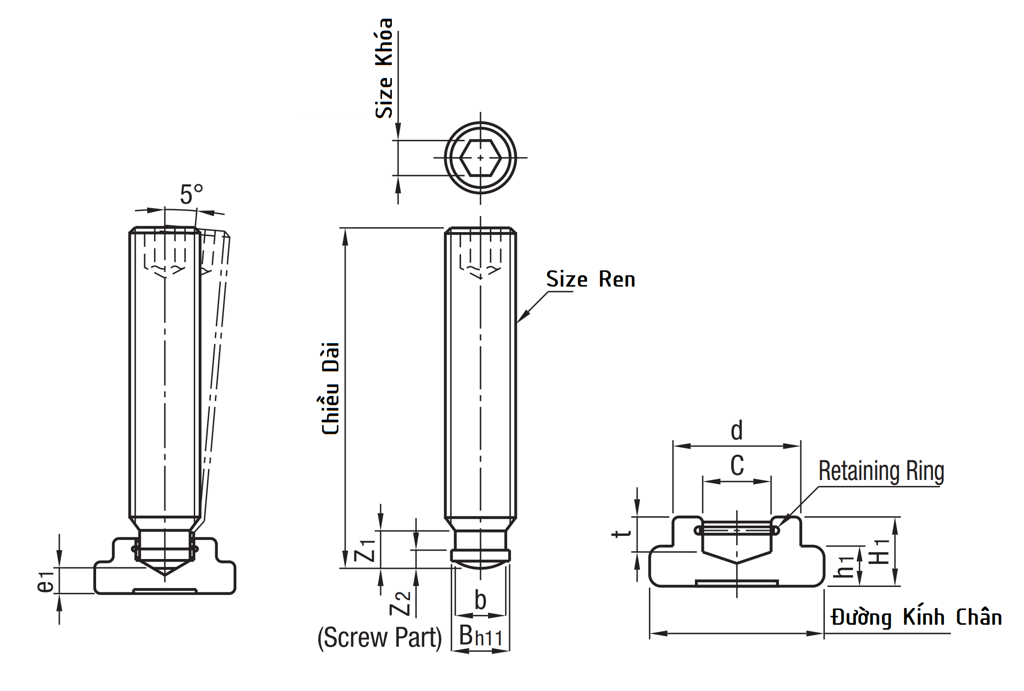 Bản vẽ kỹ thuật Grub Screw Sets Thrust Point M8x40 SGTS8-40