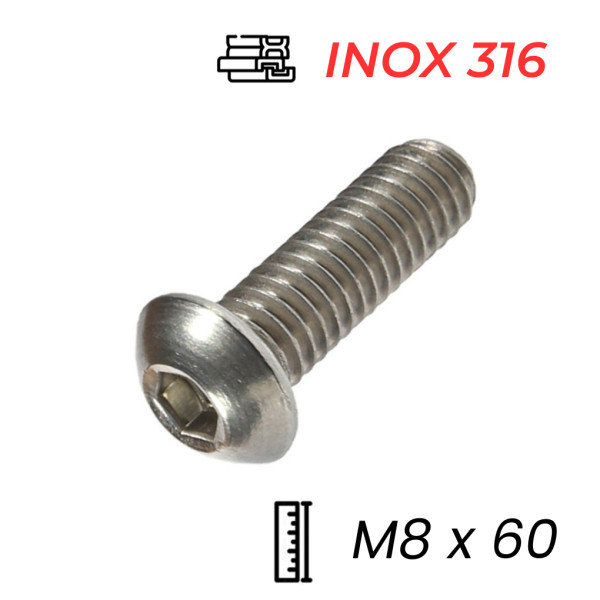Lục Giác Chìm Mo Inox 316 ISO7380 M8x60
