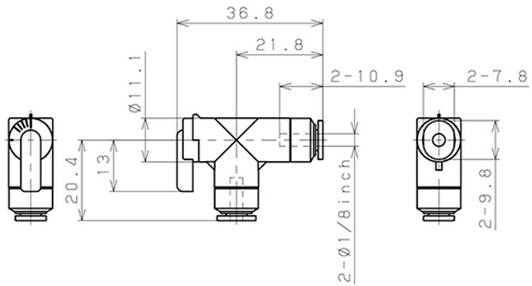 Bản vẽ kỹ thuật Van Bi Khí Nén, Loại Mini Pisco BVLU1/8-1/8