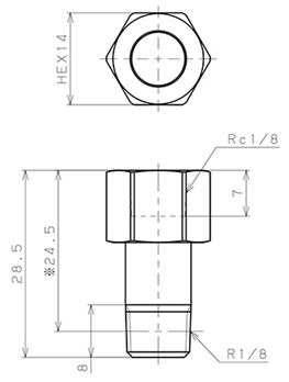 Bản vẽ kỹ thuật Đầu Nối Ren Đực Cái Pisco PF01-01
