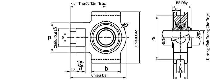 Bản vẽ kỹ thuật Gối Đỡ Vòng Bi UCT 204 Asahi (d20)