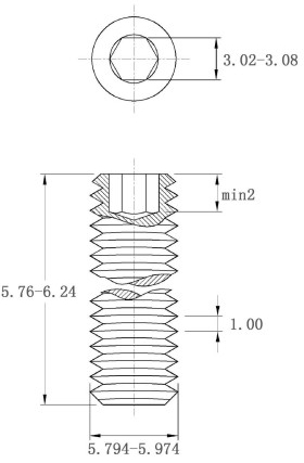 Bản vẽ kỹ thuật Vít Trí Đuôi Bằng Thép Đen 10.9 DIN913 M6x6