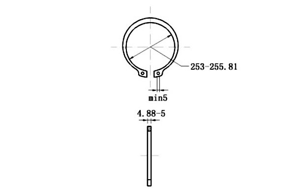 Bản vẽ kỹ thuật Phe Gài Trục Thép 65Mn DIN471 D270x5.0