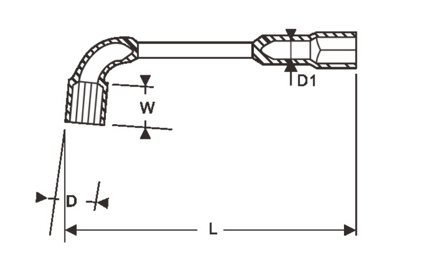 Bản vẽ kỹ thuật Ống Điếu Chữ L Hai Đầu 10 mm Bosi BS368110
