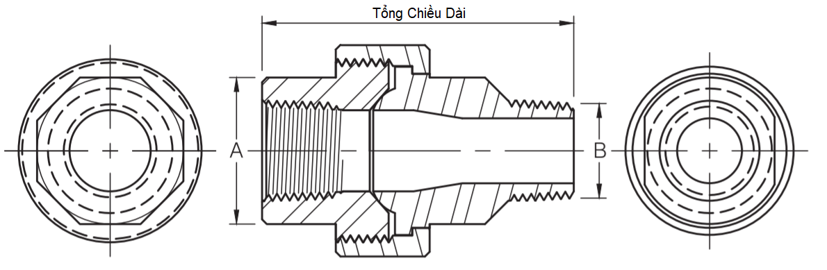 Bản vẽ kỹ thuật Rắc Co M/F NPT A105 SA105N DN15 (1/2)