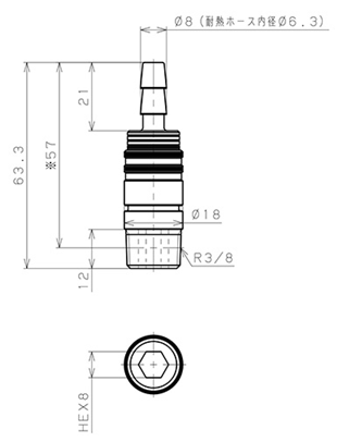 Bản vẽ kỹ thuật Bộ Đầu Ngạnh Nối Ống Dẫn Điều Khiển Nhiệt Độ Khuôn Đúc Dạng Thẳng Pisco AKC10-ID06B03