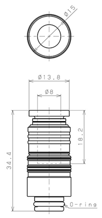 Bản vẽ kỹ thuật Thân Đầu Nối Nhanh Ống Dẫn Điều Khiển Nhiệt Độ Khuôn Đúc Dạng Thẳng Pisco AKC08-8P