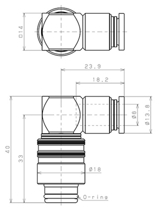 Bản vẽ kỹ thuật Thân Đầu Nối Nhanh Ống Dẫn Điều Khiển Nhiệt Độ Khuôn Đúc Dạng Cong 90° Pisco AKL10-8P