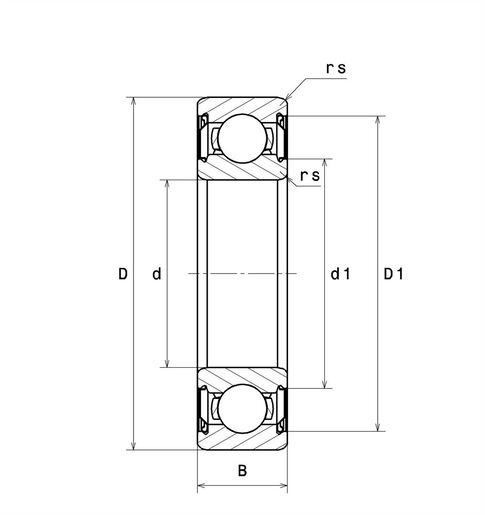 Bản vẽ kỹ thuật Vòng Bi Cầu Rãnh Sâu 1 Dãy 6x19x6 mm NTN 626ZZ/1K-TW