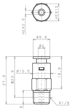 Bản vẽ kỹ thuật Đầu Nối Nhanh Khí Nén Dạng Thẳng Thân Lục Giác Ren Ngoài Pisco APC4-01-N