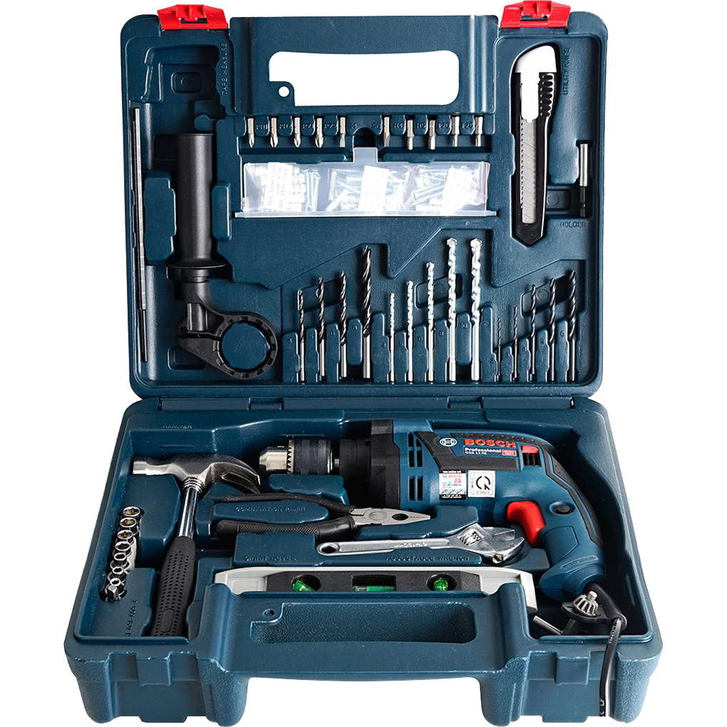 Máy Khoan Động Lực 600W 1.5-13 mm GSB 13 RE Bộ 100 món Bosch 06012271K3
