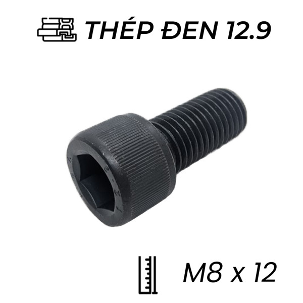 Lục Giác Chìm Đầu Trụ Thép Đen 12.9 DIN912 M8x12