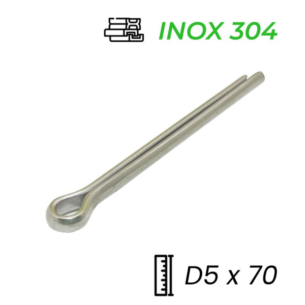 Chốt Chẻ Inox 304 (Chốt Bi) GB91 D5x70mm