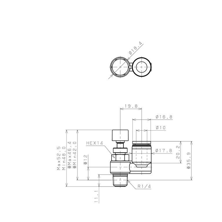Bản vẽ kỹ thuật Van Điều Chỉnh Áp Suất Khí Nén Pisco JPS10-02
