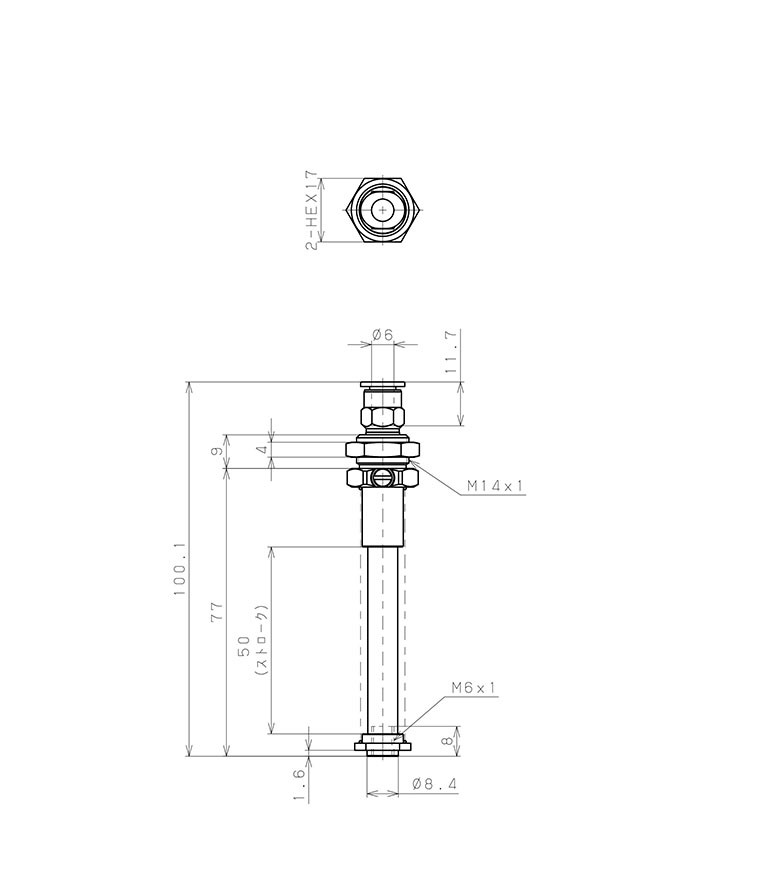 Bản vẽ kỹ thuật Giá Đỡ Nấm Hút Chân Không Có Lò Xo, Pisco VPOC-M6-50-6J