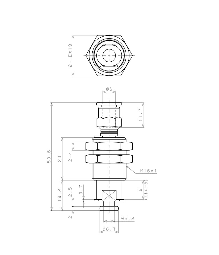 Bản vẽ kỹ thuật Bộ Nấm Hút Chân Không Và Giá Đỡ, Cao Su Nitrile - NBR, O.D 15 mm, Pisco VPHC15-9LN-6J