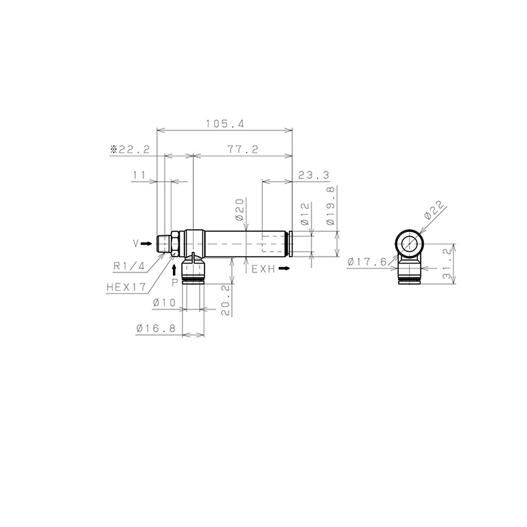 Bản vẽ kỹ thuật Bộ Tạo Chân Không Dòng VRL Pisco VRL100-021012
