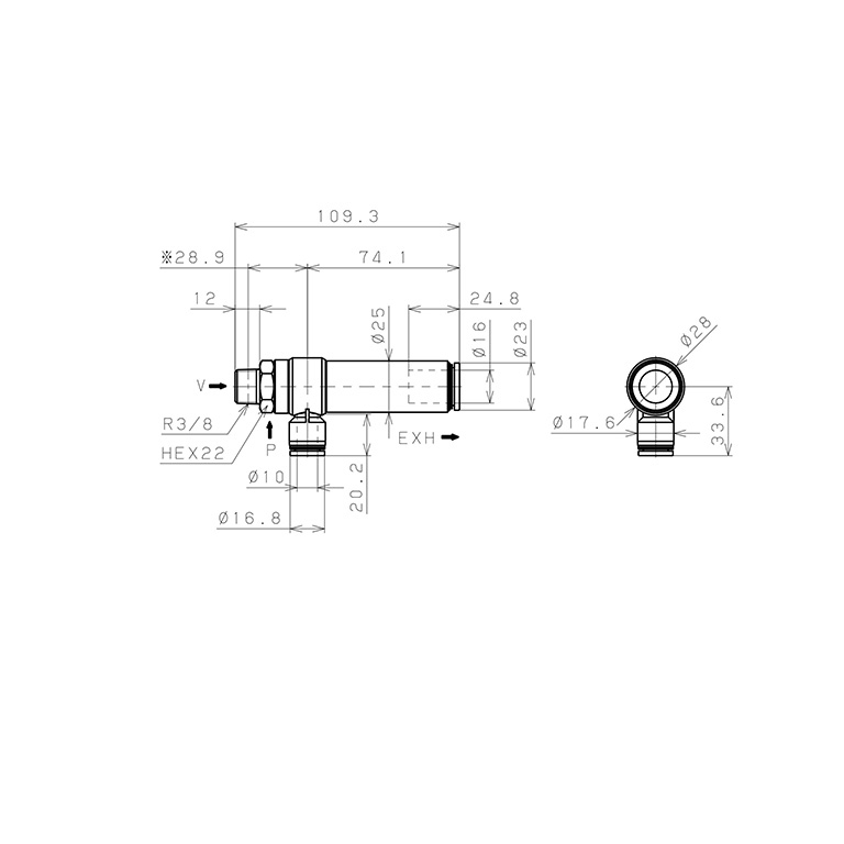 Bản vẽ kỹ thuật Bộ Tạo Chân Không Dòng VRL Pisco VRL300-031016